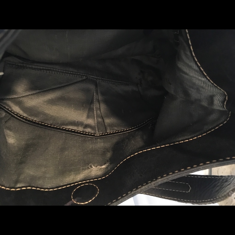 Elliott Lucca black leather hobo with gold hardware soft woven detail purse - Picture 10 of 10